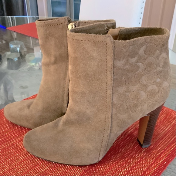 Coach Tan Suede Signature Ankle Boots - Picture 3 of 13